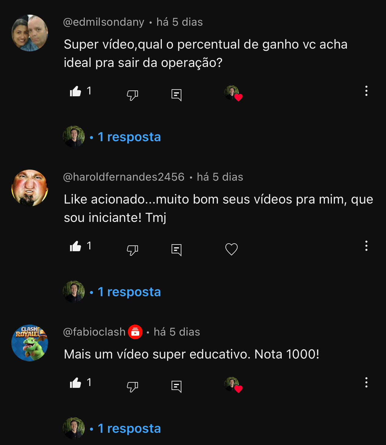 Resultado ou depoimento de aluno