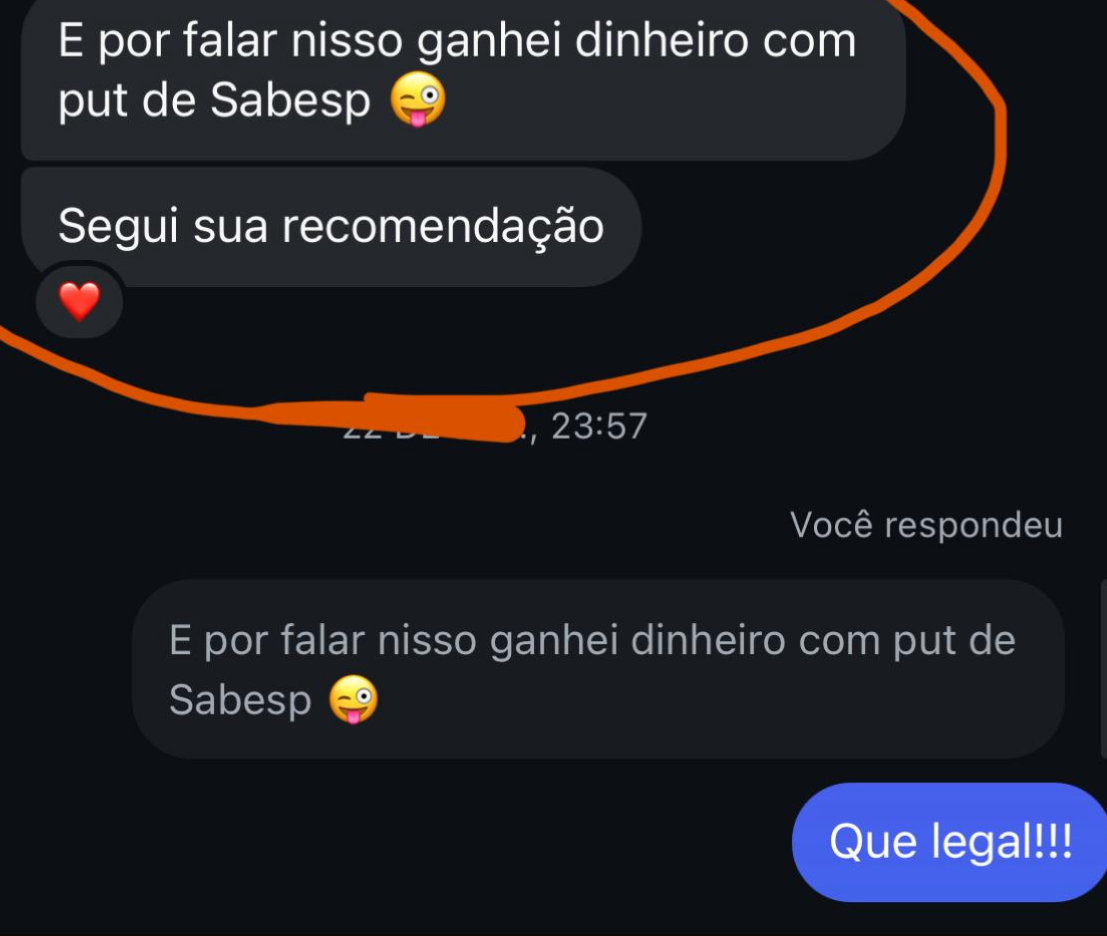 Resultado ou depoimento de aluno